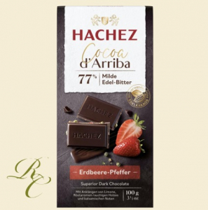 Hachez mörk 77% jordgubb peppar 100g