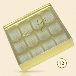 Låda transparent för 12-40 praliner - kvadrat